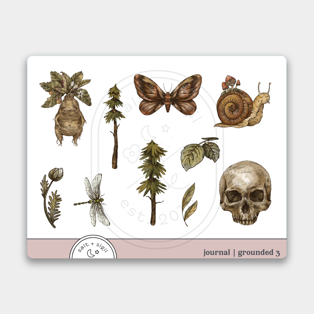 Grounded // Journal stickers – Salt + Sigil