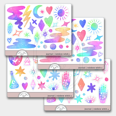 Rainbow Witch // Journal stickers